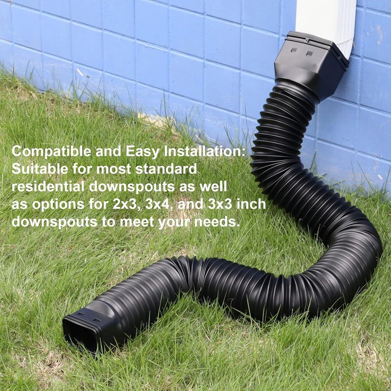 plusgutter Black-2pack Rain Gutter Downspout Extensions Flexible, Drain Downspout Extender,Down Spout Drain Extender, Gutter Connector Rainwater Drainage,Extendable from 21 to 68 Inches - Image 5